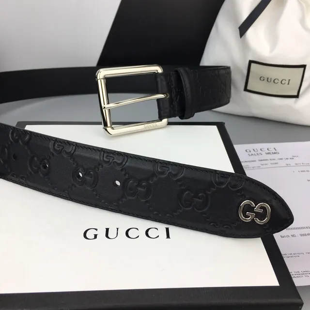 Gucci Ophidia Embossed GG Monogram Cinto de couro preto 3