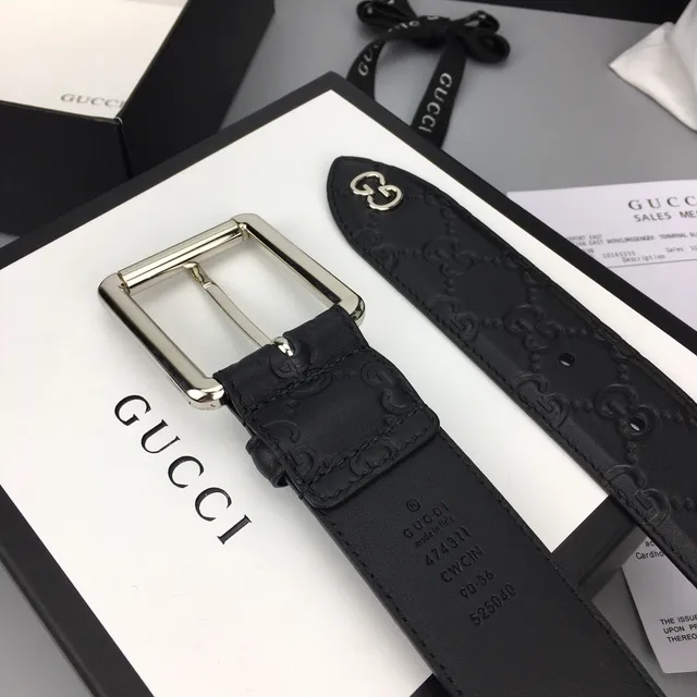 Gucci Ophidia Embossed GG Monogram Cinto de couro preto 8