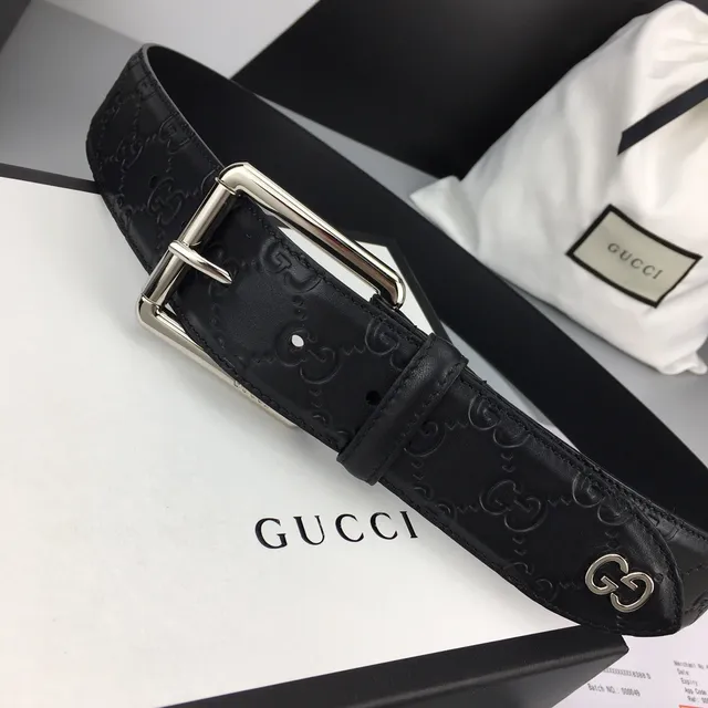Gucci Ophidia Embossed GG Monogram Cinto de couro preto 9