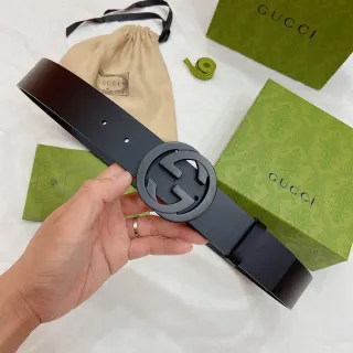 Gucci Ophidia GG काला चमड़े का बेल्ट