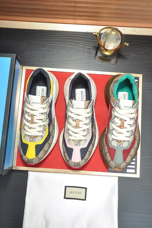 Gucci Rhyton Beige Red Teal Chunky Sneakers 4