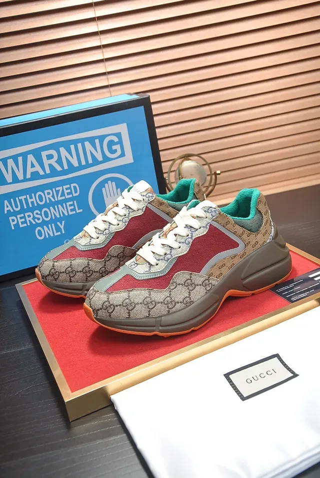 Gucci Rhyton Beige Red Teal Chunky Sneakers 5