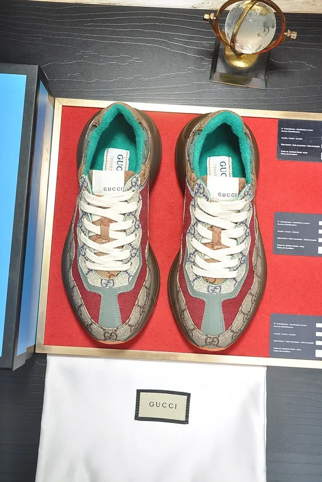 Gucci Rhyton Beige Red Teal Chunky Sneakers 6