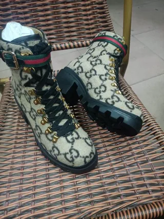 Gucci Rhyton GG Monogram Beige and Black Ankle Boots 5