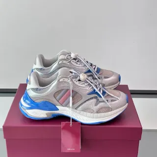 Gucci Rhyton Silver Gray Blue Chunky Sneakers