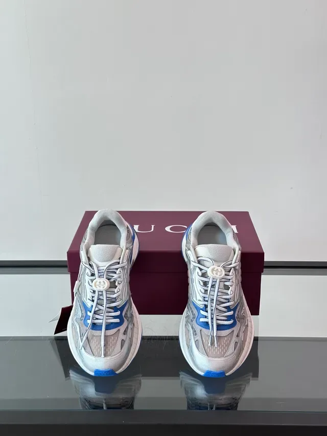Gucci Rhyton Argent Gris Bleu Chunky Sneakers 4