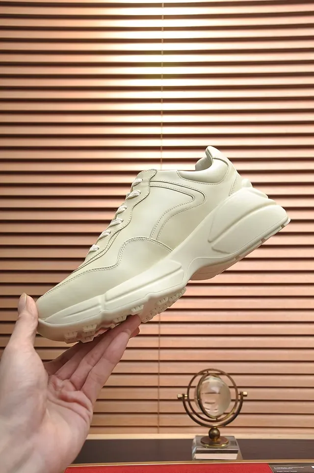 Gucci Rhyton Tiger Cream Leather Chunky Sneakers 2