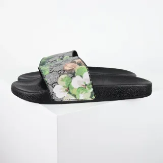 Gucci Screener 花卉印花 黑色拖鞋