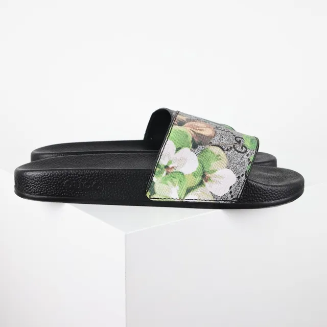 Gucci Screener 花卉印花 黑色拖鞋 3