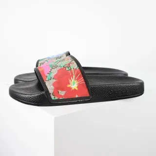 Gucci Screener फ्लोरल प्रिंट कैनवास स्लाइड स्लिपर्स