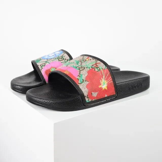 Gucci Screener Floral Print Canvas Slide Slippers 2