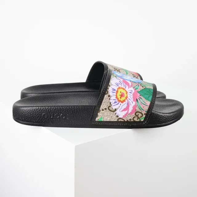 Gucci Screener Floral Print Canvas Slide Slippers 3