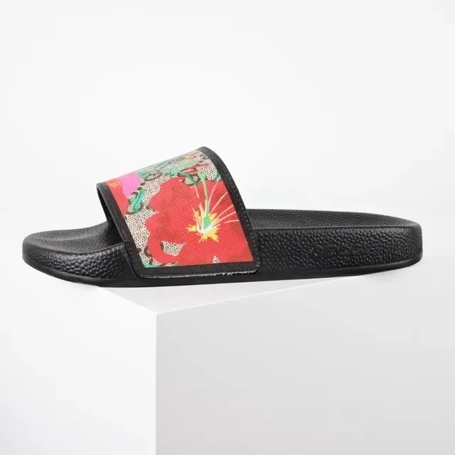 Gucci Screener Floral Print Canvas Slide Slippers 9