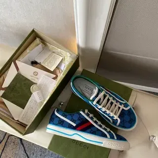 Gucci Screener GG Monogram Rayas Web Azul Zapatillas Lifestyle