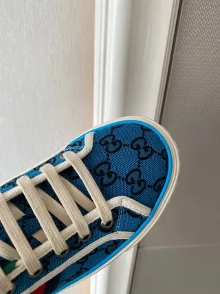Gucci Screener GG Monogram Rayas Web Azul Tênis Lifestyle 5