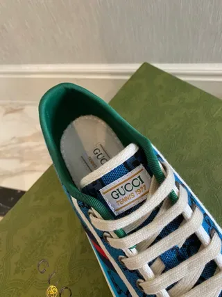 Gucci Screener GG Monogram Rayas Web Azul Tênis Lifestyle 6