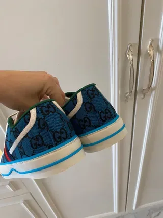 Gucci Screener GG Monogram Rayas Web Azul Tênis Lifestyle 8
