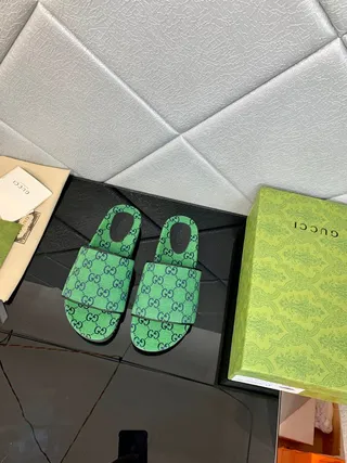 Gucci Screener Green GG Monogram Slippers 6