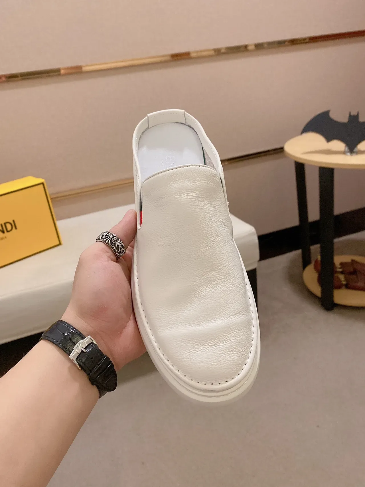 Mocasins Gucci Screener Mule Branco Vermelho Verde Web 9