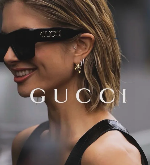Gucci Screener Oversized Óculos de Sol Rosa Acetato Logo Dourado 2