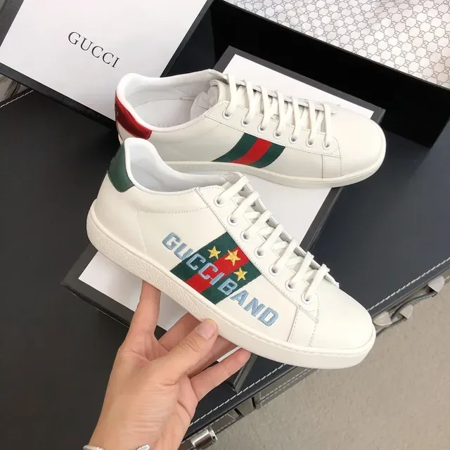 Gucci Screener White Red Green Web Stripe Lifestyle Sneakers 4