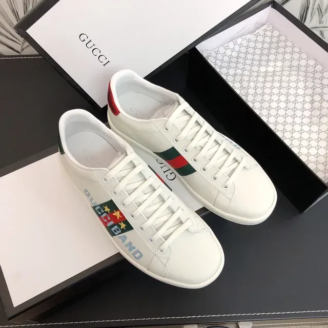 Gucci Screener White Red Green Web Stripe Lifestyle Sneakers 5