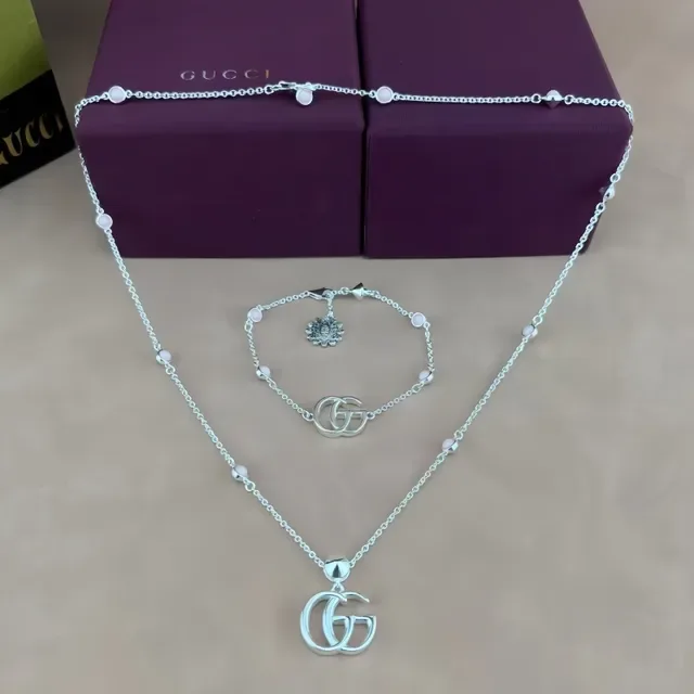 Gucci Silver Blue Chain Interlocking GG Logo Bracelet 4