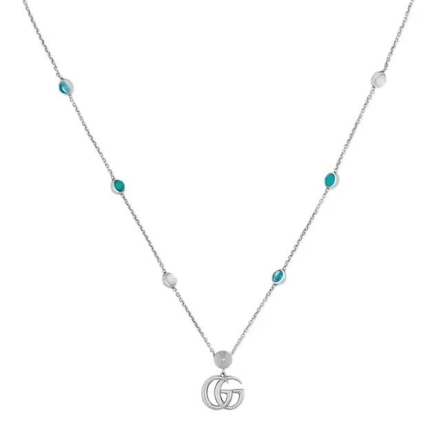 Gucci Silver Blue Chain Interlocking GG Logo Bracelet 9