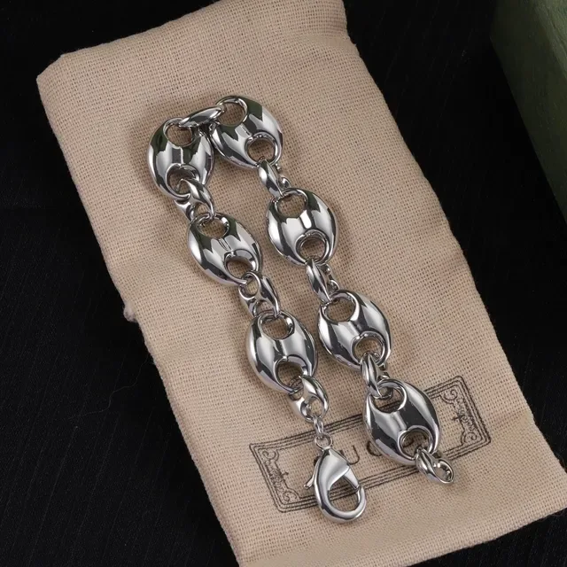 Gucci Collier Chaîne à Maillons Ovales Argentée Poli 5