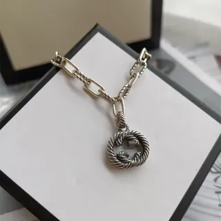 Gucci Collier Chaîne Twisted Rope Argent Interlocking G Pendentif
