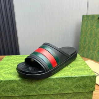 Gucci Slide 黑色 绿色 红色 Web Strap 拖鞋