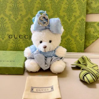 Gucci Teddy Bear सफेद नीला प्लश लाइट निट स्वेटर हैंडबैग