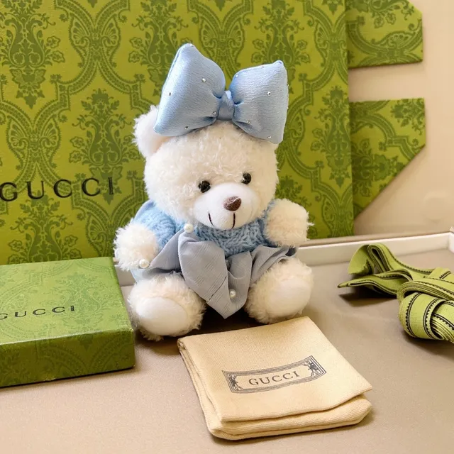 Gucci Teddy Bear सफेद नीला प्लश लाइट निट स्वेटर हैंडबैग 2