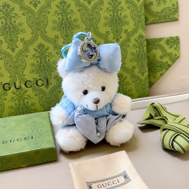 Gucci Teddy Bear सफेद नीला प्लश लाइट निट स्वेटर हैंडबैग 4