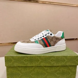 Gucci Tennis 1977 米色 GG 帆布 白色皮革 生活方式运动鞋