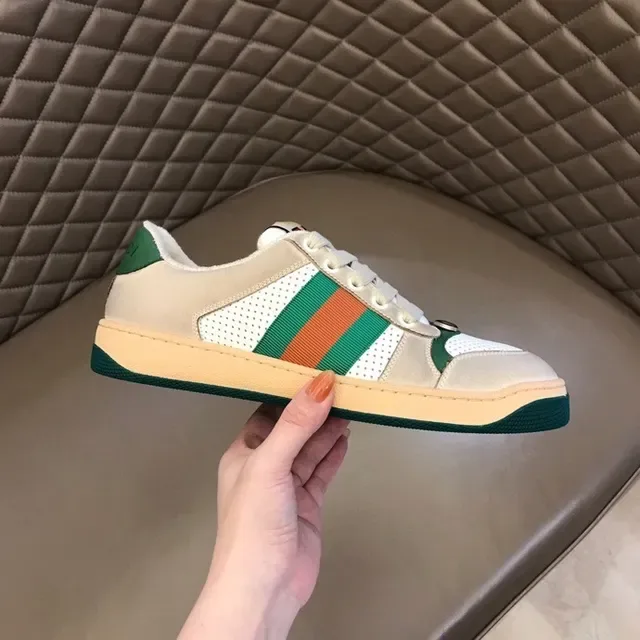 Gucci Tennis 1977 بيج أخضر برتقالي Web Stripe حذاء رياضي أسلوب حياة 2