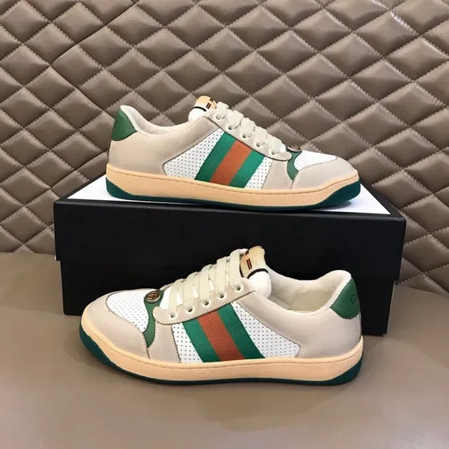 Gucci Tennis 1977 بيج أخضر برتقالي Web Stripe حذاء رياضي أسلوب حياة 3