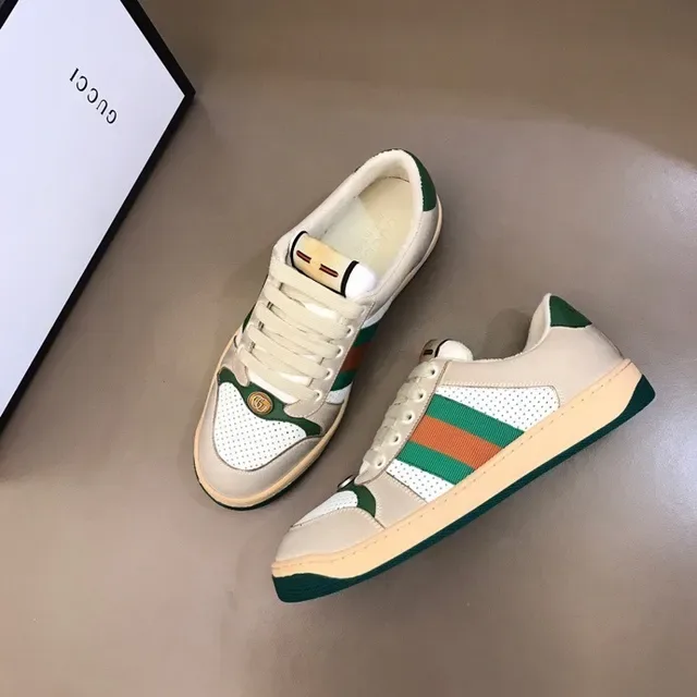 Gucci Tennis 1977 بيج أخضر برتقالي Web Stripe حذاء رياضي أسلوب حياة 4