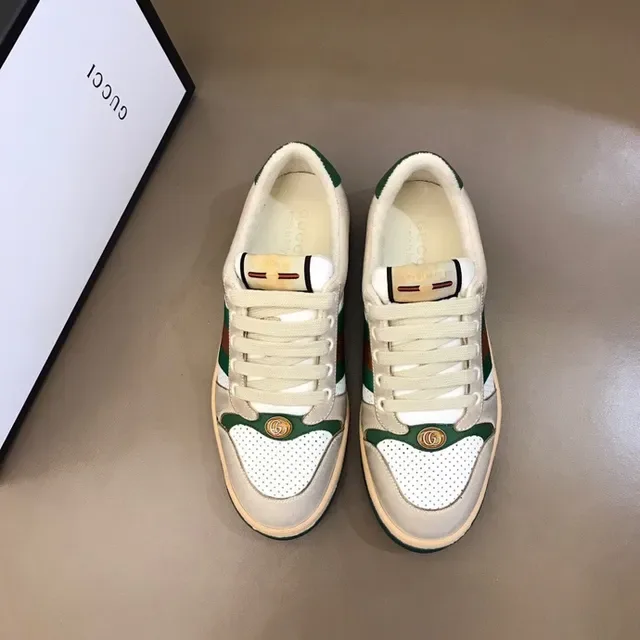 Gucci Tennis 1977 بيج أخضر برتقالي Web Stripe حذاء رياضي أسلوب حياة 6
