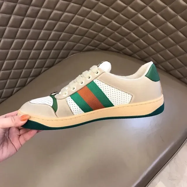 Gucci Tennis 1977 بيج أخضر برتقالي Web Stripe حذاء رياضي أسلوب حياة 7