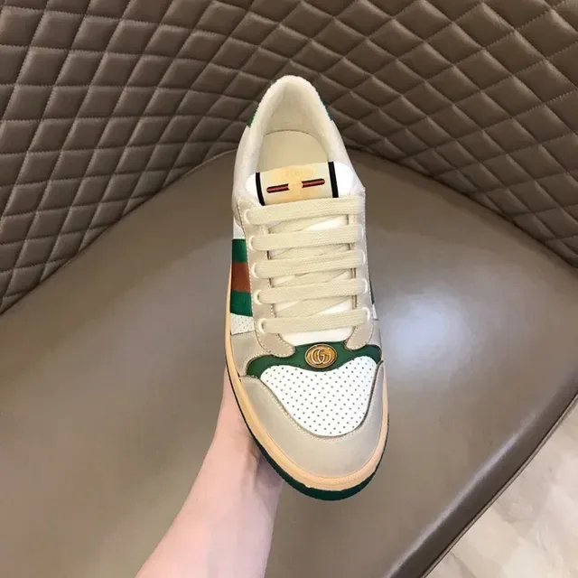 Gucci Tennis 1977 بيج أخضر برتقالي Web Stripe حذاء رياضي أسلوب حياة 8