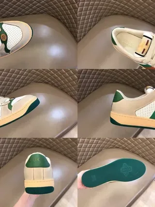 Gucci Tennis 1977 بيج أخضر برتقالي Web Stripe حذاء رياضي أسلوب حياة 9