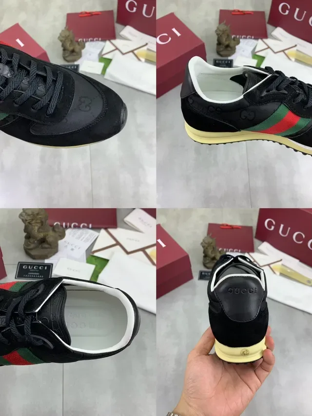 Gucci Tennis 1977 أسود أخضر أحمر ويب لايف ستايل سنيكرز 2