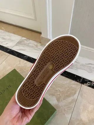 Gucci Tennis 1977 Baskets Lifestyle Rose à Rayures Web Hautes 2