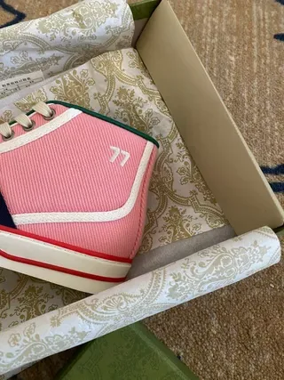 Gucci Tennis 1977 Baskets Lifestyle Rose à Rayures Web Hautes 6