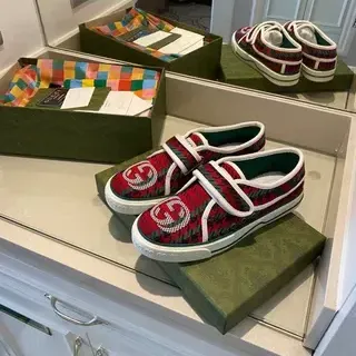 Gucci Tennis 1977 Rojo Verde A Cuadros Correa Velcro Zapatillas Lifestyle