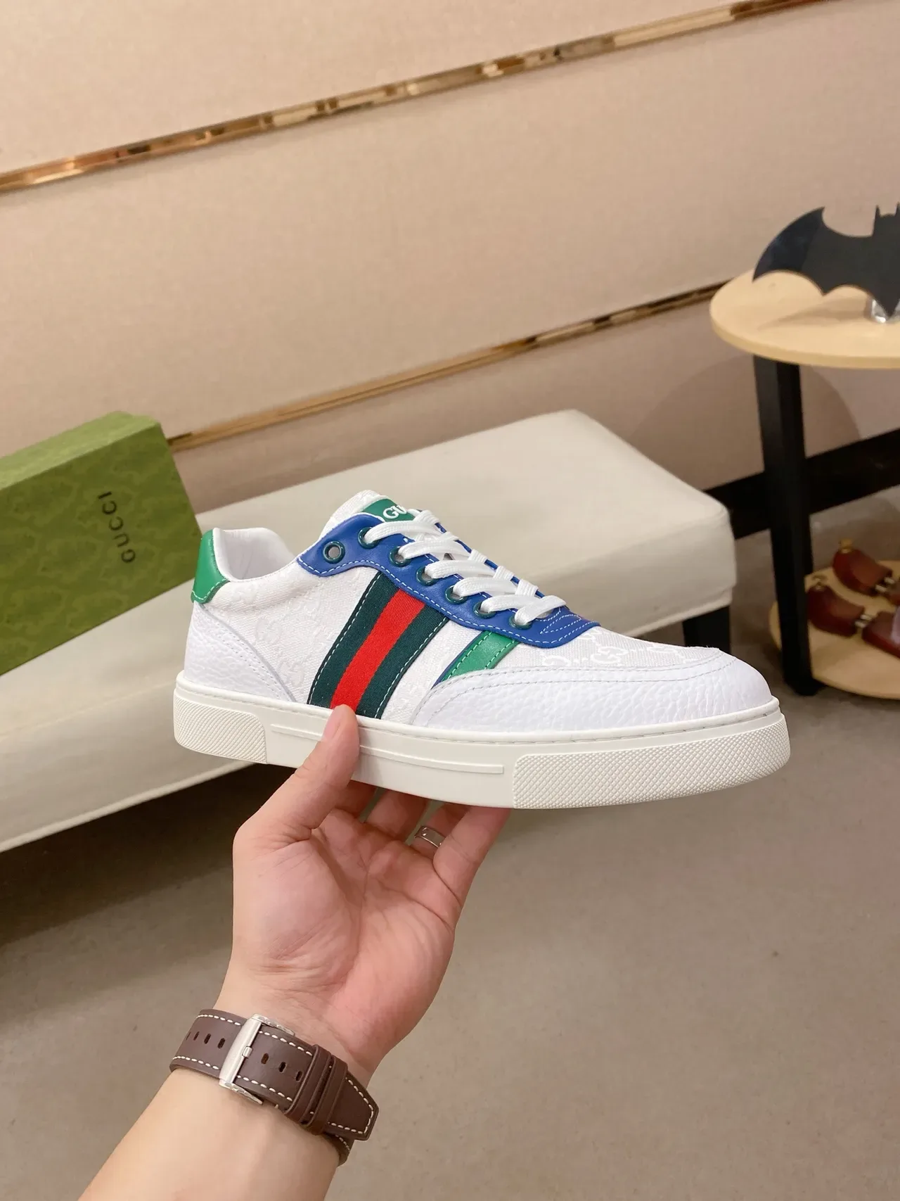 Gucci Tennis 1977 白色 绿色 红色 蓝色 生活方式运动鞋 4