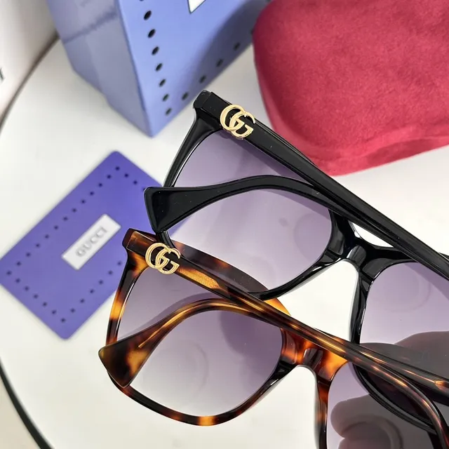 Gucci কচ্ছপের খোলা বর্গাকার বিড়ালের চোখের ডিগ্রেডেড বাদামি সানগ্লাস 4