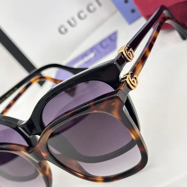 Gucci কচ্ছপের খোলা বর্গাকার বিড়ালের চোখের ডিগ্রেডেড বাদামি সানগ্লাস 6