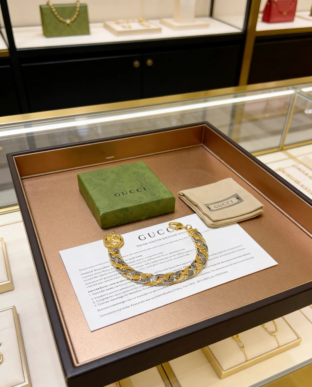 Gucci Two-Tone Gold and Silver Curb-Link Bracelet 6